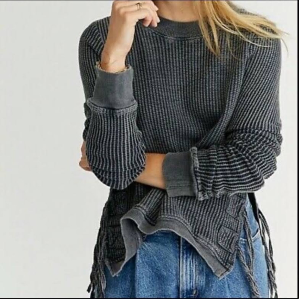 Free People Side Tie Long Sleeve Thermal Tee